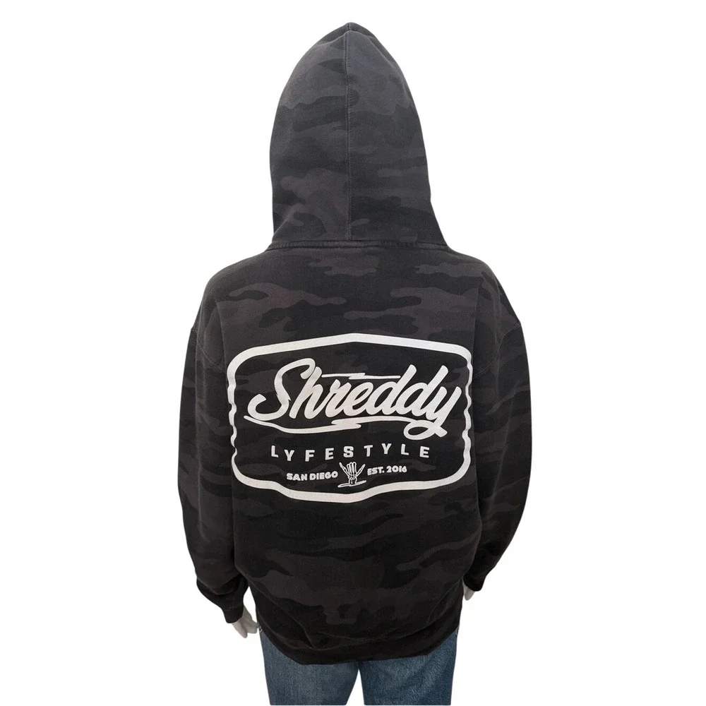 Shreddy Lifestyle Black Grey Camo Hoodie Size‎ S